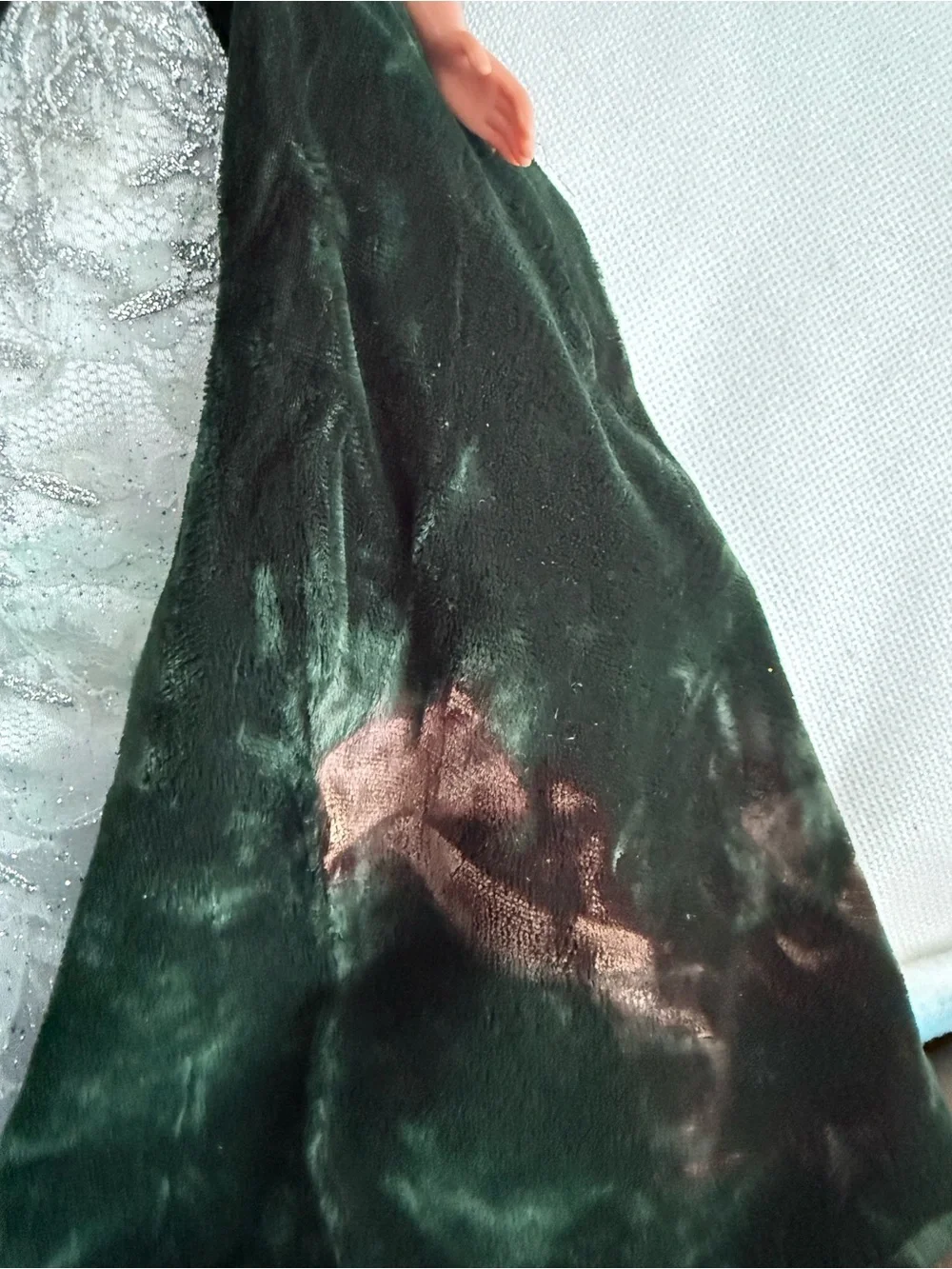 Barbie Green Velvet Dress with Silver Mesh Detail